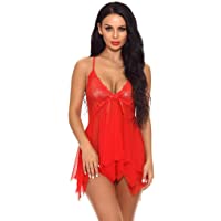 Los mejores  - ADOME Mujer Lencería Sexy Babydoll Pijamas Camisones Encaje con Cordón